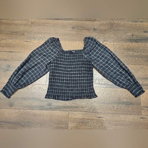 Madewell Plaid Puff Sleeve Top - Size S - Picture 8 of 15